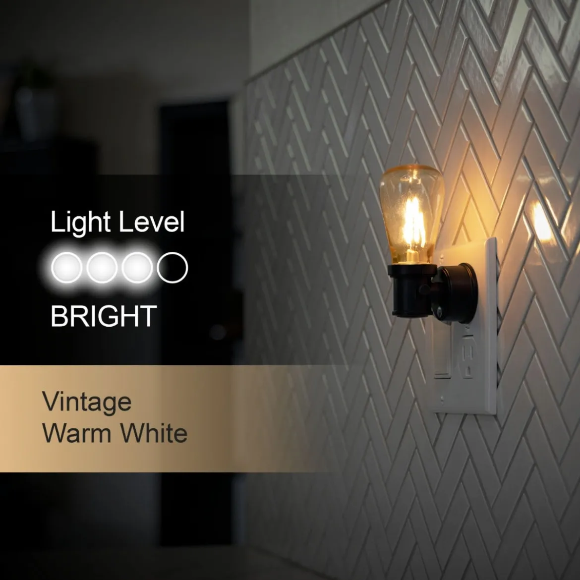 GE Vintage Light Sensing LED Night Light, Black