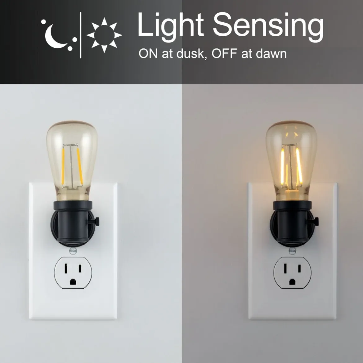 GE Vintage Light Sensing LED Night Light, Black