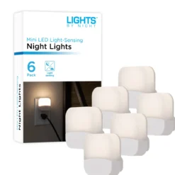 Lights by Night Mini Light Sensing LED Night Light, 6 Pack, White