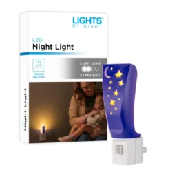 Lights by Night Moon and Stars Manual On/Off LED Night Light, Blue