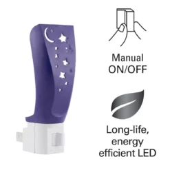 Lights by Night Moon and Stars Manual On/Off LED Night Light, Blue