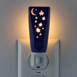 Lights by Night Moon and Stars Manual On/Off LED Night Light, Blue