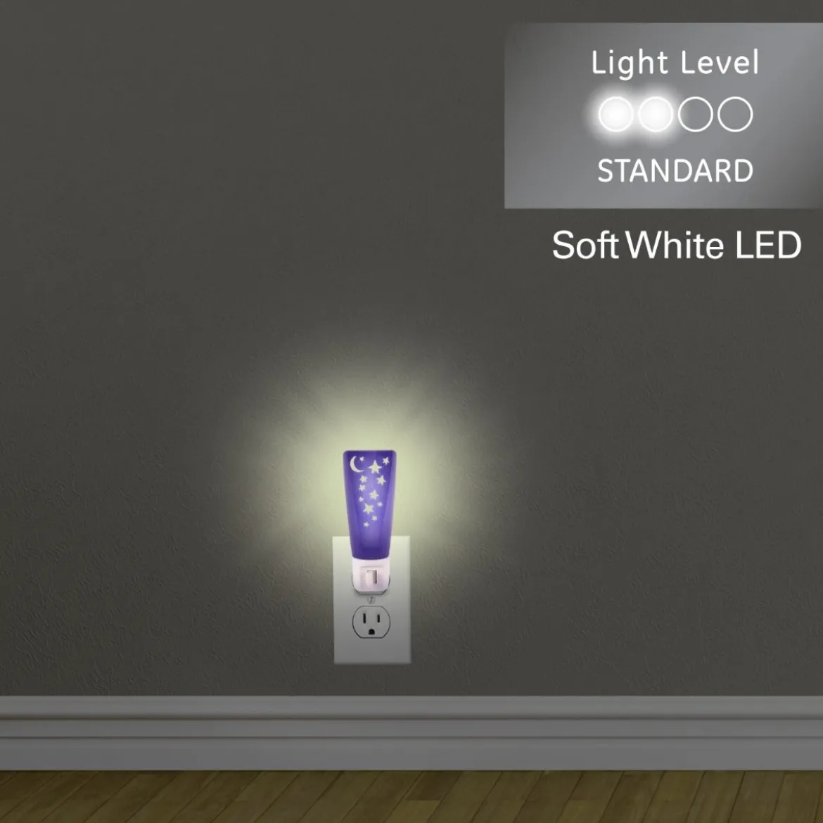 Lights by Night Moon and Stars Manual On/Off LED Night Light, Blue