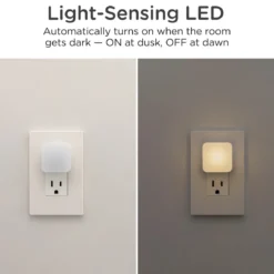 Lights by Night Square GLO Dot LED Night Light, White, 2 Pack