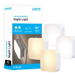 Lights by Night Tunable White Light Sensing Dimmable LED Night Light, 4 Pack