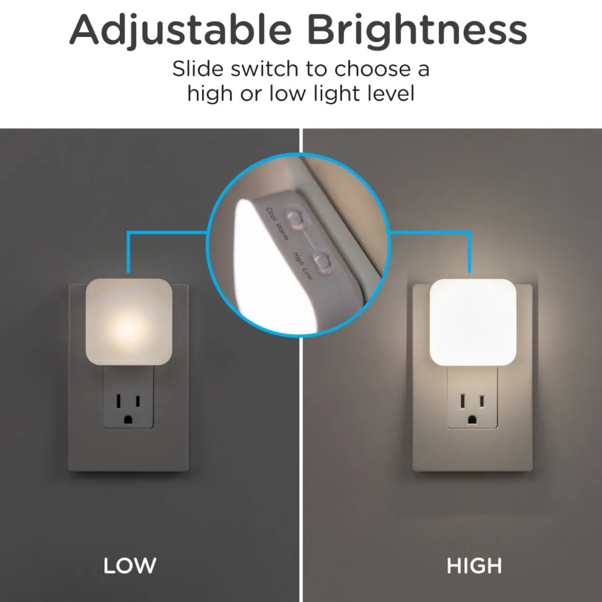 Lights by Night Tunable White Light Sensing Dimmable LED Night Light, 4 Pack