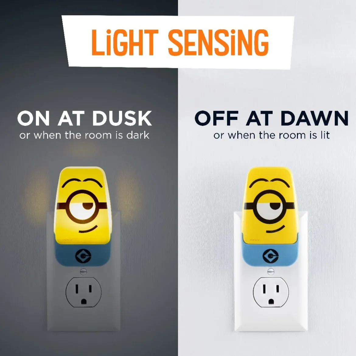 Minions Light Sensing LED Night Light, Yellow