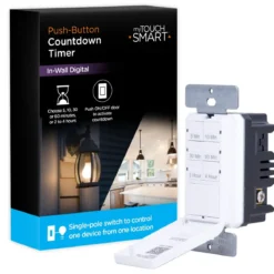 myTouchSmart Indoor In-Wall Push Button Countdown Digital Timer, White/Almond