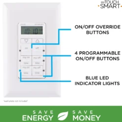 myTouchSmart Indoor In-Wall Simple Set Digital Timer, White