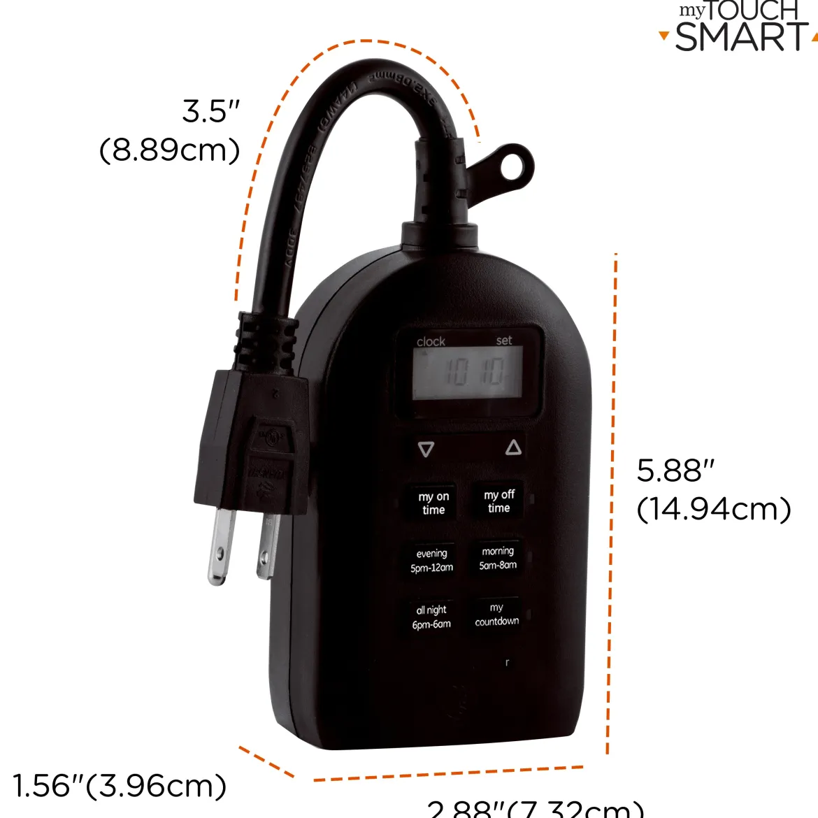 myTouchSmart Indoor/Outdoor Plug-In Simple Digital Timer, Black