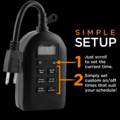 myTouchSmart Indoor/Outdoor Plug-In Simple Digital Timer, Black