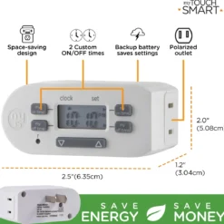 myTouchSmart Indoor Plug-In Simple Set Digital Bar Timer, White