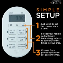 myTouchSmart Indoor Plug-In SunSmart Digital Timer, White