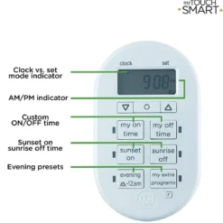 myTouchSmart Indoor Plug-In SunSmart Digital Timer, White