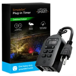 myTouchSmart Simple Set Digital Timer, Outdoor, 1 Grounded Outlet, Black