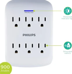 Philips 6 AC Wall Tap, 2pk