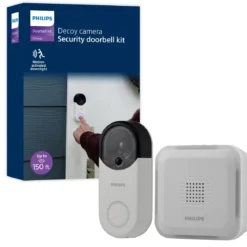 Philips Battery Operated 32-Chime Decoy Security Camera Doorbell, White