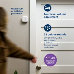 Philips Battery Operated 32-Chime Decoy Security Camera Doorbell, White