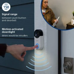 Philips Battery Operated 32-Chime Decoy Security Camera Doorbell, White