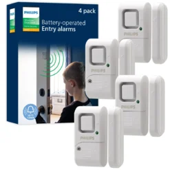Philips Battery Operated Door Alarm, 4 Pack, White