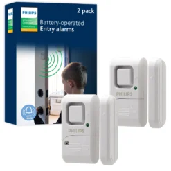 Philips Battery Operated Door Alarm, 2 Pack, White