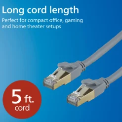 Philips Cat8 Streaming Internet Cable, Gray, 5ft.