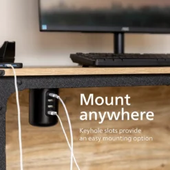 Philips Desktop Power Hub, 2 outlets, 3 USB-A, 1 USB-C, 5ft. cord, black