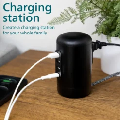 Philips Desktop Power Hub, 2 outlets, 3 USB-A, 1 USB-C, 5ft. cord, black
