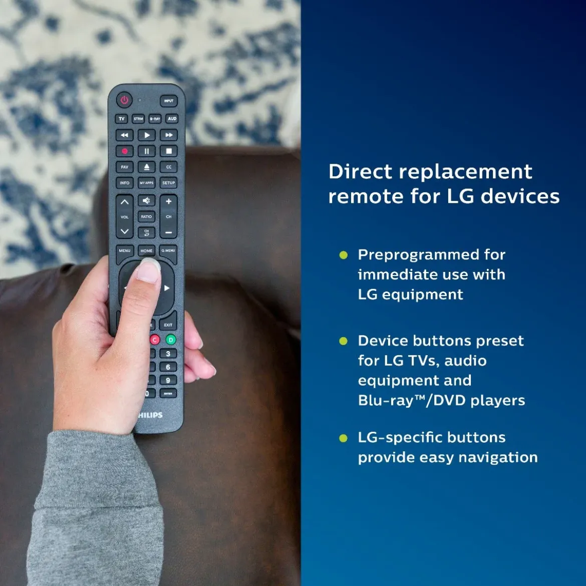 Philips 4-Device LG Replacement Remote, Black