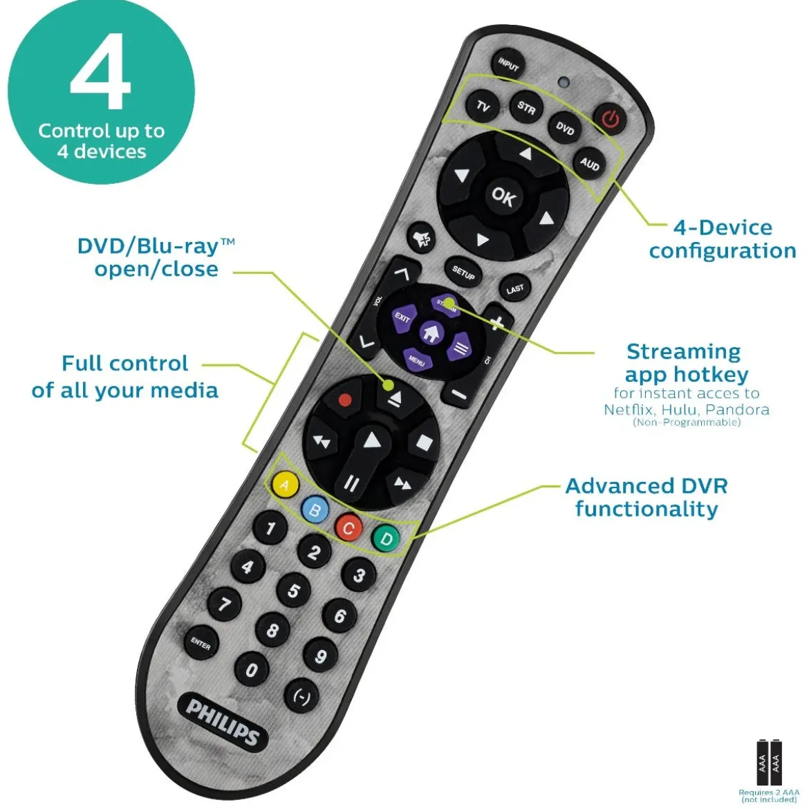 Philips 4-Device Soft Touch Universal Remote, Marble
