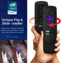 Philips 4-Device Universal Companion Remote for Roku with Flip and Slide Cradle, Black