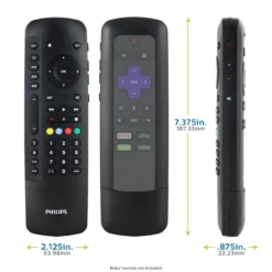 Philips 4-Device Universal Companion Remote for Roku with Flip and Slide Cradle, Black
