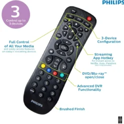 Philips 3-Device Universal Remote, Brushed Black