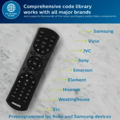 Philips 3-Device Universal Remote, 2-Tone Black