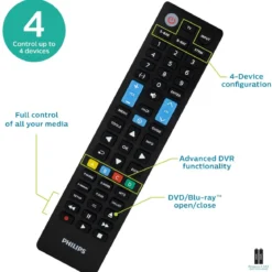 Philips 4-Device Universal Samsung Replacement Remote, Black