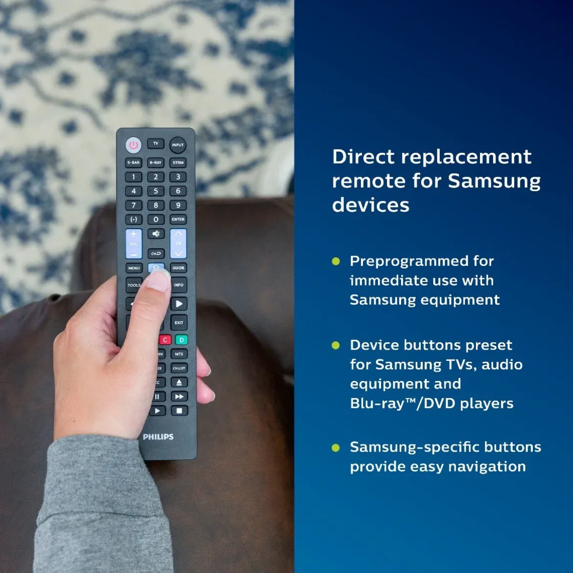 Philips 4-Device Universal Samsung Replacement Remote, Black