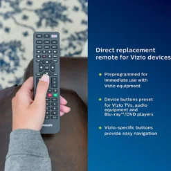 Philips 4-Device Universal Vizio Replacement Remote, Black