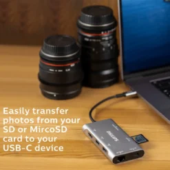 Philips Elite 7-in-1 Multiport Hub with Power Pass-Through, Silver