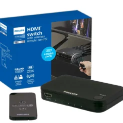 Philips Elite 4-Port HDMI Splitter Switch with Wireless Remote, Black