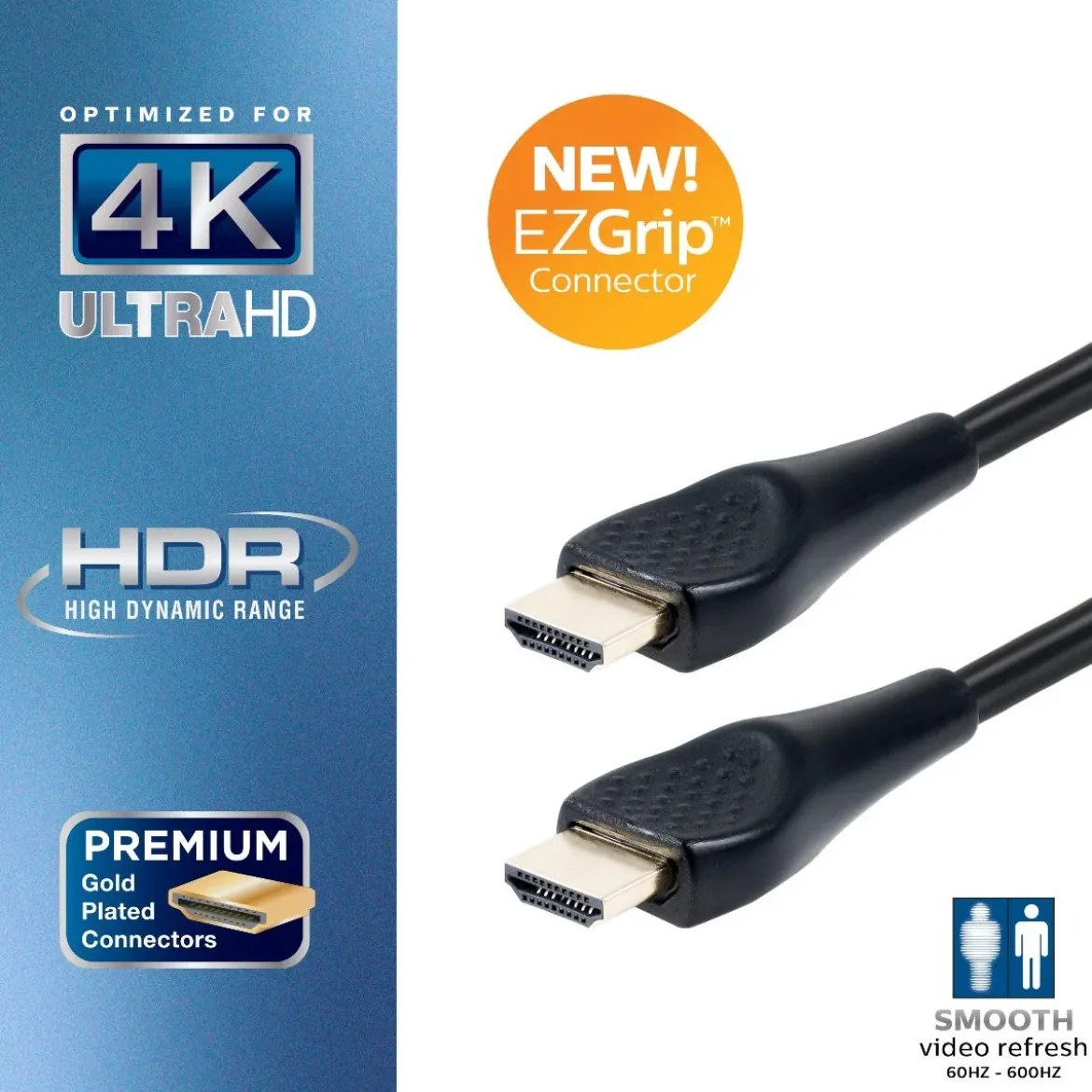 Philips EZ Grip 15ft. 4K HDMI Cable with Ethernet, Black