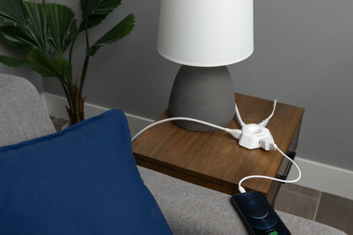 Philips EZGrip Indoor Extension Cord with Multiple 3 Prong Outlets, 4 Ft, White
