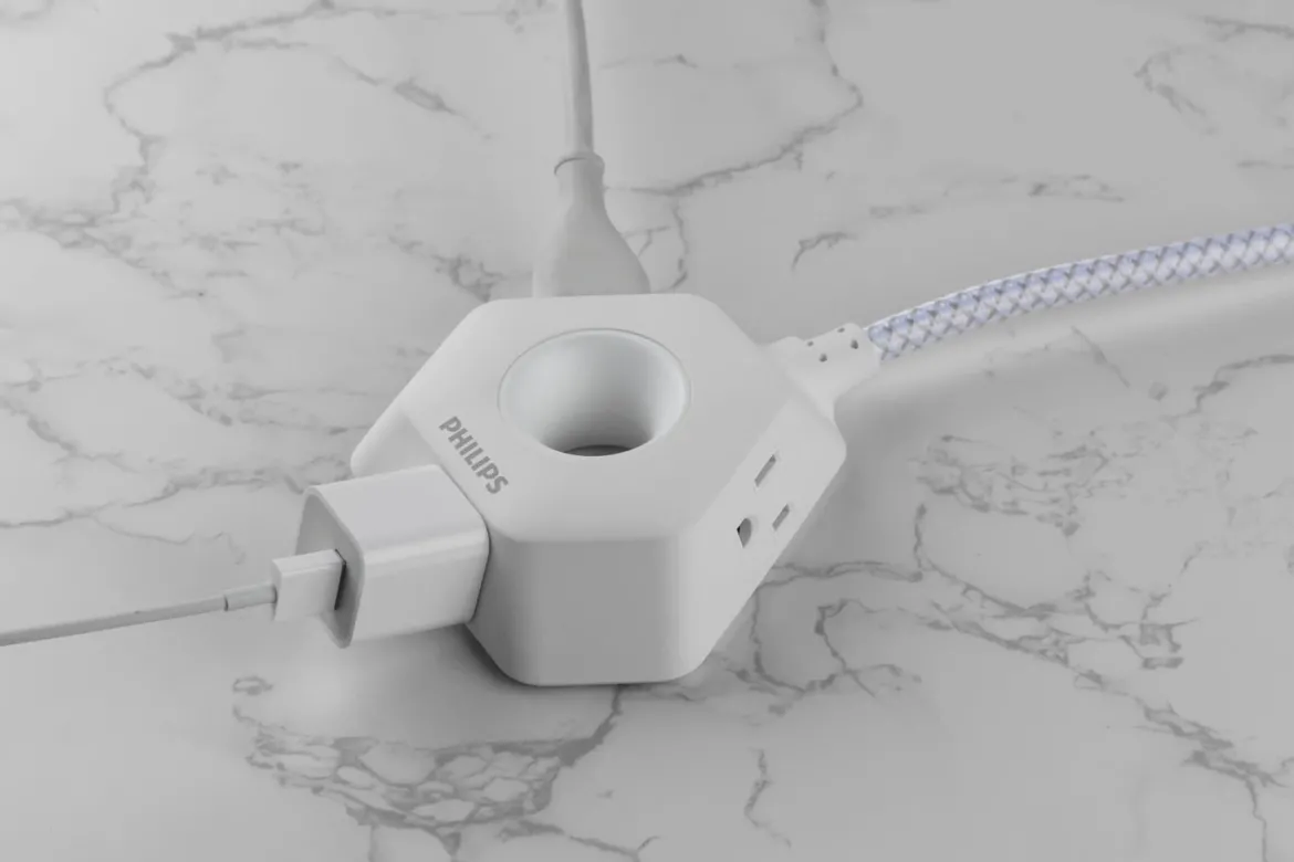 Philips EZGrip Indoor Extension Cord with Multiple 3 Prong Outlets, 4 Ft, White