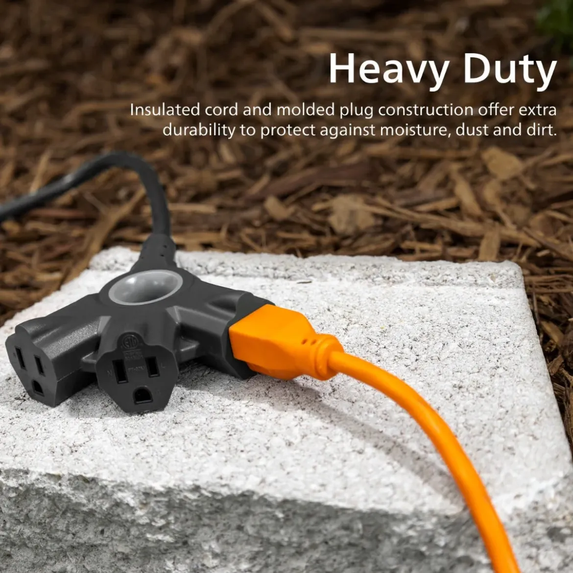 Philips EZGrip™ 3-Outlet 25ft Indoor/Outdoor Extension Cord, Black