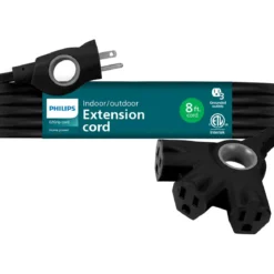 Philips EZGrip™ 3-Outlet 8ft. Indoor/Outdoor Extension Cord, Black