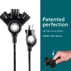 Philips EZGrip™ 3-Outlet 8ft. Indoor/Outdoor Extension Cord, Black