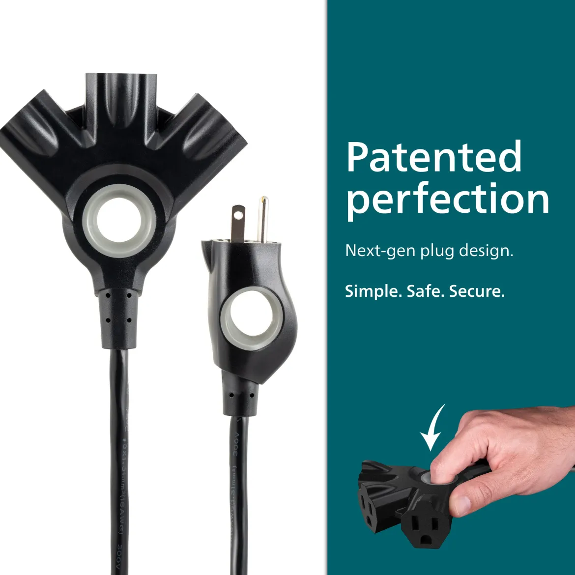 Philips EZGrip™ 3-Outlet 8ft. Indoor/Outdoor Extension Cord, Black