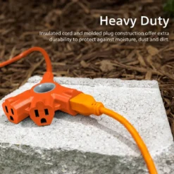 Philips EZGrip™ 3-Outlet 25ft. Indoor/Outdoor Extension Cord, Orange