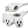 Philips EZGrip 3-Outlet Grounded Extension Cord, Indoor/Outdoor, 16 Gauge, 15ft., White