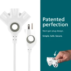 Philips EZGrip 3-Outlet Grounded Extension Cord, Indoor/Outdoor, 16 Gauge, 15ft., White