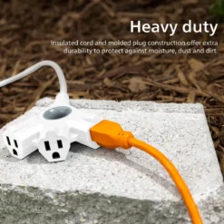 Philips EZGrip 3-Outlet Grounded Extension Cord, Indoor/Outdoor, 16 Gauge, 15ft., White